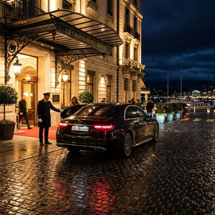 Luxury chauffeur service Switzerland for weddings and events with a decorated car and punctual driver