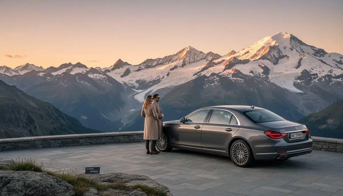 Luxury chauffeur service Zurich airport transfer with a driver holding a name sign at arrivals